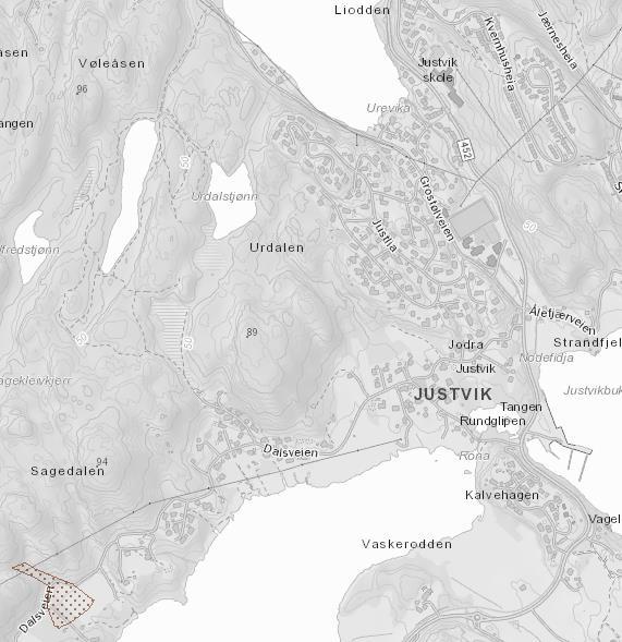 Fig. 8, kartutsnitt NVE Atlas potensielt jord-flomskred 5 KONKLUSJON I utgangspunktet er planområdet ikke utsatt for ras eller aktsomhet for ras. Det vises til NVE Atlas sin registrering under pkt. 4.