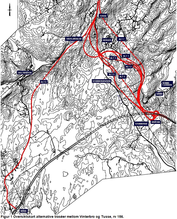 Trasealternativer fra KU kommunedelplan