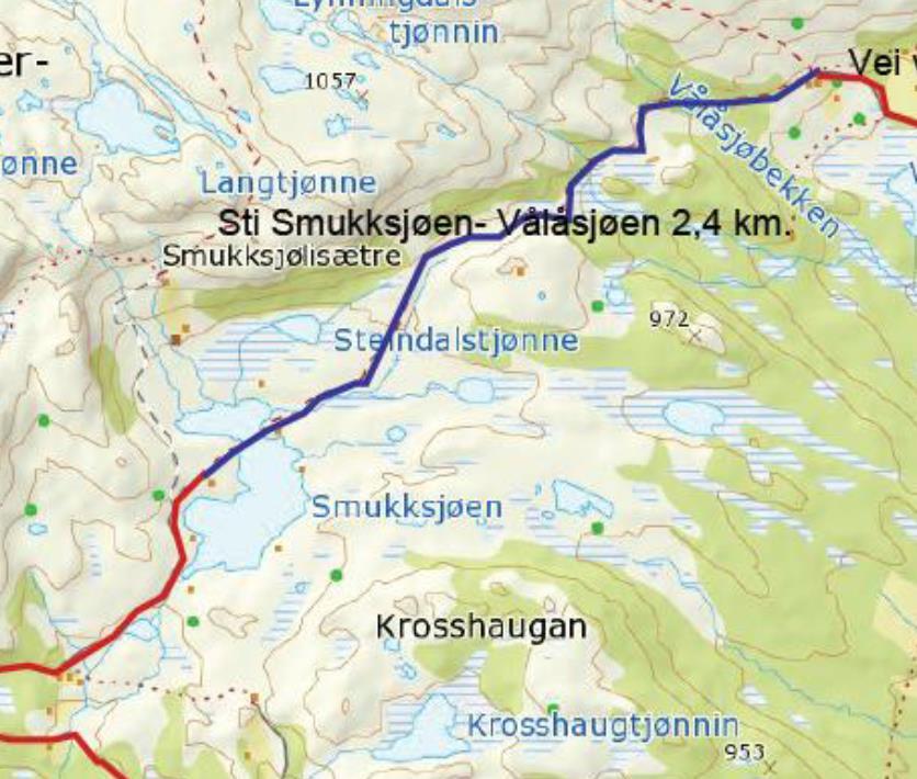 Strekningen Smukksjøen Vålåsjøsetrene. Her har fjellstyret vært av den mening at man ikke ønsker permanent sykkelløype og at denne traseen kun benyttes i forbindelse med rittet.