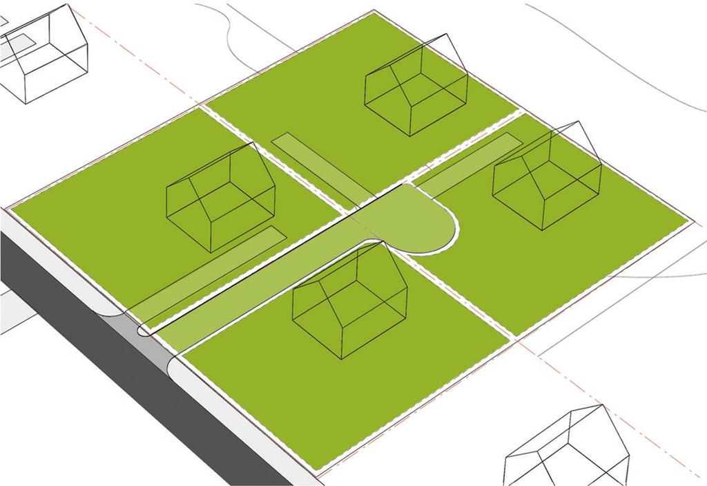 Figur 2-28 Privat atkomst og snuplass for den enkelte eiendom innenfor formålet byggeområde skal medregnes tomtearealet som legges til grunn ved beregning av grad av utnytting 5-9.