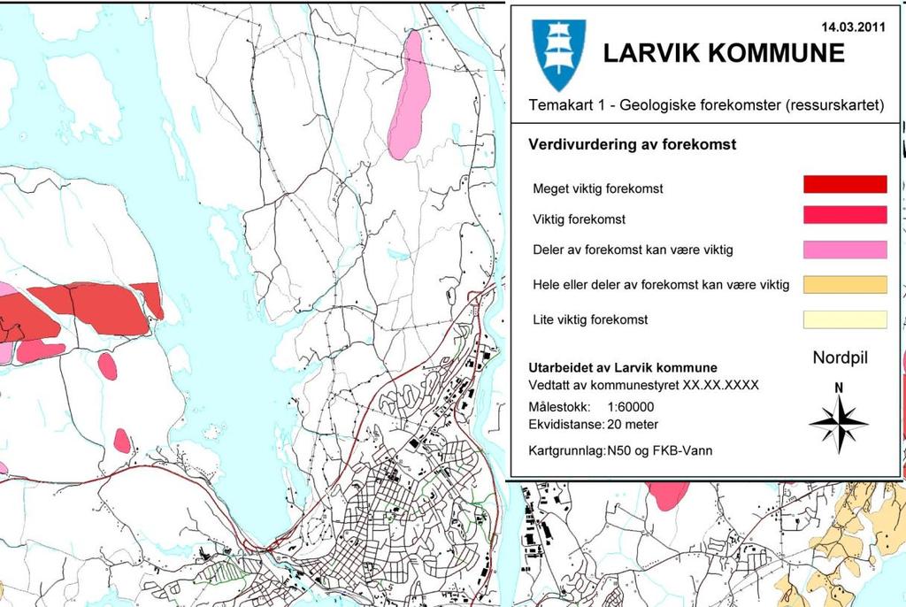 Overordnede rammer og føringer 2.1.5 Kommunedelplan for steinressurser Larvik kommune har pr. dags dato lagt ut kommunedelplan for steinressurser til offentlig ettersyn, med høringsfrist 10.