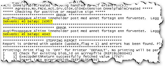 Rapportresultat Avgiftsoppgave Altinn (GL04) genererer en lis-rapport, som viser innholdet i XMLfilen. Denne finner du i Ajourhold rapportbestilling.