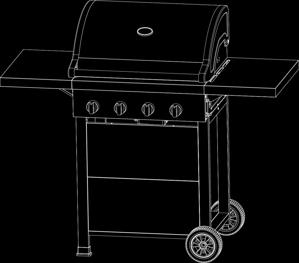 ! FETTBRANN: Steng av gasstillførselen til grillen Koble fra gassregulator Åpne loket Vent til brannen slukker av seg selv PS: Ikke bruk vann til å slukke brannen LES