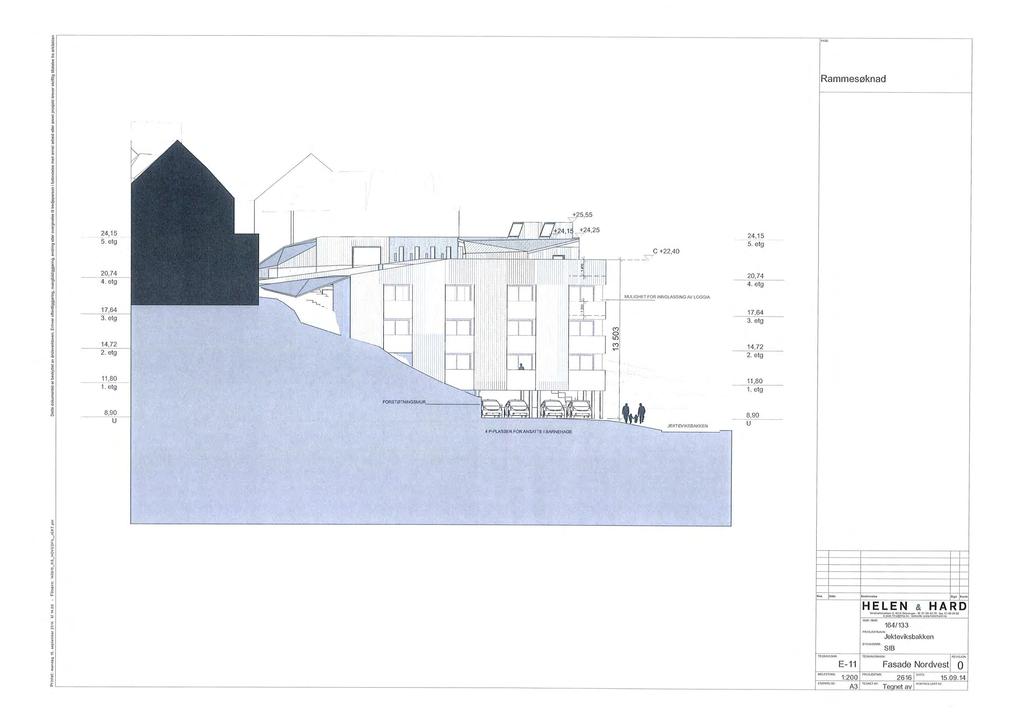 NORVST odkjent rammesøknadstegning. atert.. NORVST ndret fasade-tegning,, +,. etasje, +,. etasje +,.