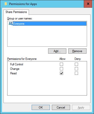 til sharet) Tre delingsrettigheter Read» Se navn og egenskaper på mapper og filer» Åpne, lese og kjøre filer / undermapper Change = Read +» Lage nye undermapper og filer» Endre / slette filer og