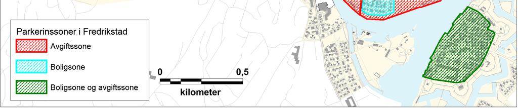 Kartet over viser hvor stor del av parkeringsplassene