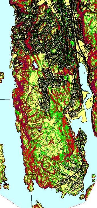 Utviklingsretninger i Egersund 28 6.4 Område D Hestnes Figur 6-4 Kartutsnitt område D - stigningsforhold, kommuneplan og markslag. Kilde: Asplan Viak, Eigersund kommuneplan 2007 2019 og www.