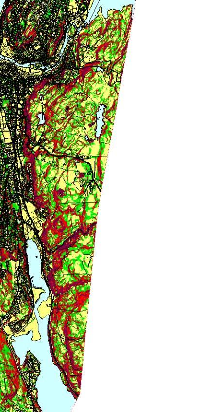 Utviklingsretninger i Egersund 29 6.5 Område E - Skåra og Puntervoll Figur 6-5 Kartutsnitt område E - stigningsforhold, kommuneplan og markslag.