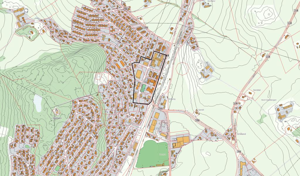 Åsvegen Viktig intern sentrumsgate Fylkesvegen Ekstern adkomstveg Åsvegen 8 Næring -NTE En etasje Åsvegen 7 Skogn helsetun En til to etasjer Åsvegen 9A Næring - Fokusbygget En etasje Åsvegen 10