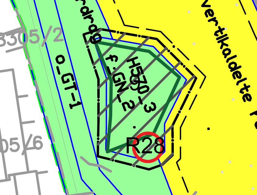 Figur 2 Utsnitt fra skjøtselskartet med gjeldende plankart som underlag.