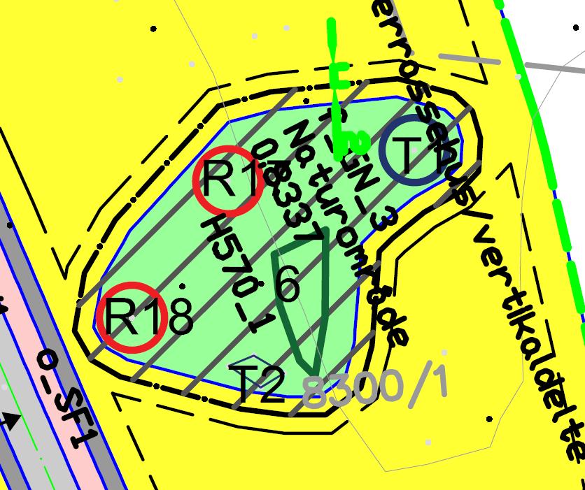 Hensynssone H_570_1 Dette området ligger midt i planområdet og innehar mange kvaliteter, som tufter fra løe og redskapshus, åker og rydningsrøyser.