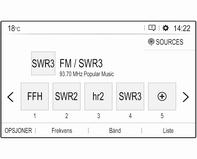 Stasjonslister Stasjonslisten viser alle de tilgjengelige radiostasjonene i det aktuelle mottaksområdet. Hvis du vil vise stasjonslisten for det aktive bølgebåndet, kan du velge Liste.