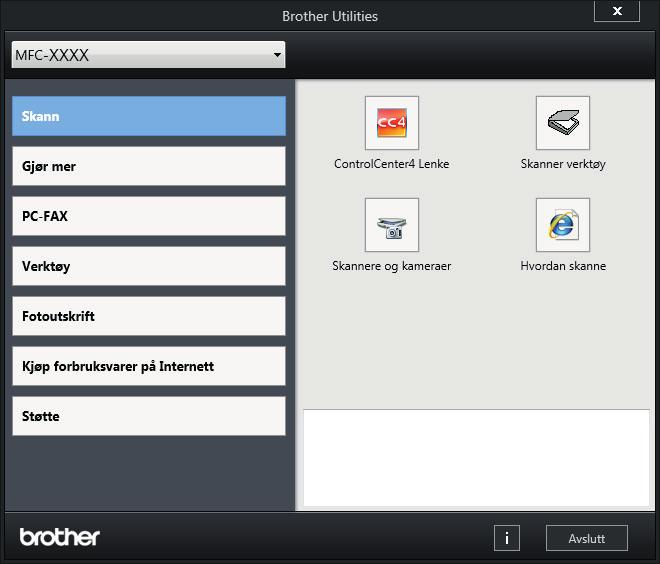Trykk eller klikk (Brother Utilities) enten på Start-skjermen eller skrivebordet.