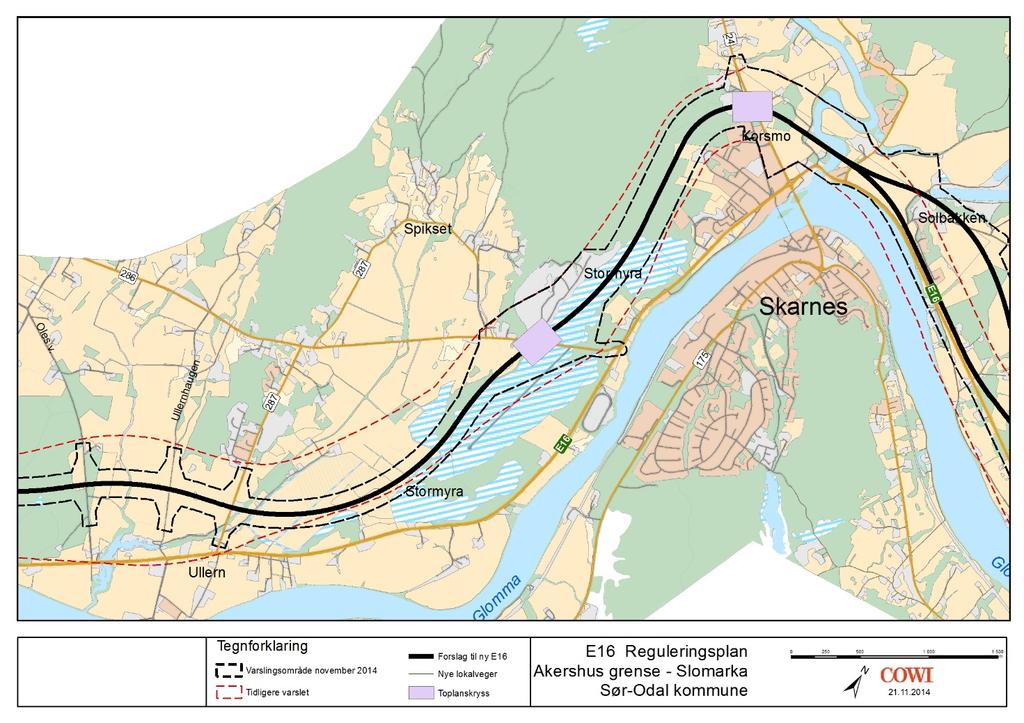 Alt.2 Alt.1 Figur 15 Forslag til planavgrensning Ullern Oppstadåa 5.4 Oppstadåa-Slomarka 5.4.1 Innledning På denne strekningen er det vurdert to alternativer.