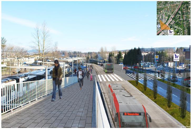 Figur 40 - Framtidsvisjon ved Manglerud T-banestasjon hvor det er etablert bussveg parallelt med Ring 3.