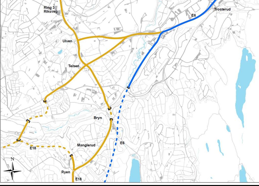 Ny E6 i Smalvollveien Dette forslaget vil kreve et nytt, komplisert kryss ved Smalvollveien.