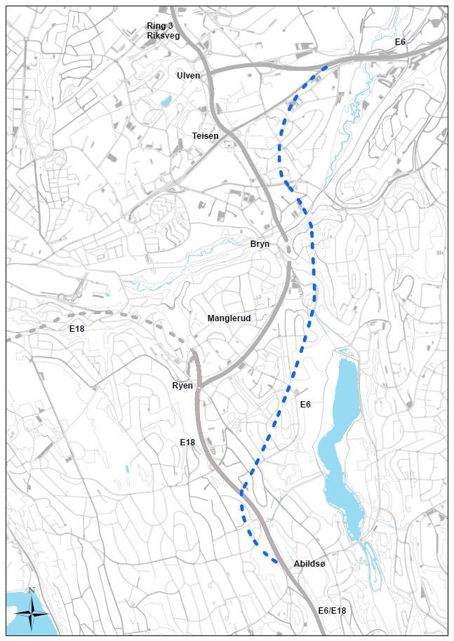 Tunnelalternativ 1 med kryss mellom Ring 3 og E6 i dagen, antas å gi bedre tunnelsikkerhet og enklere driftsforhold for tunnelsystemet.