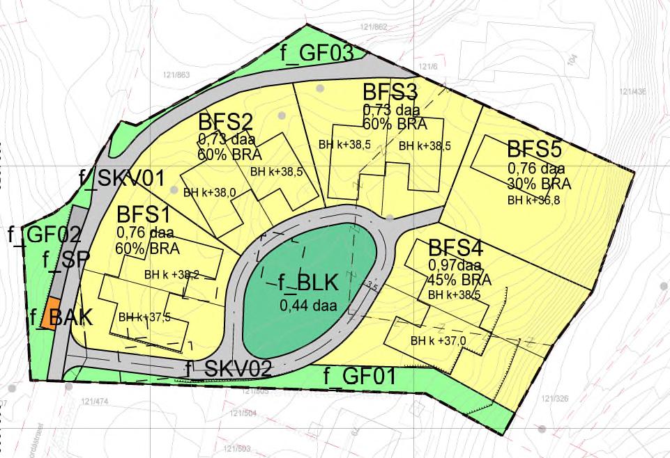 Side 9 av 18 3 Framlegg til plan Det er utarbeidet framlegg til 9 boenheter med tilhørende vei-, lek-, og grøntområde.