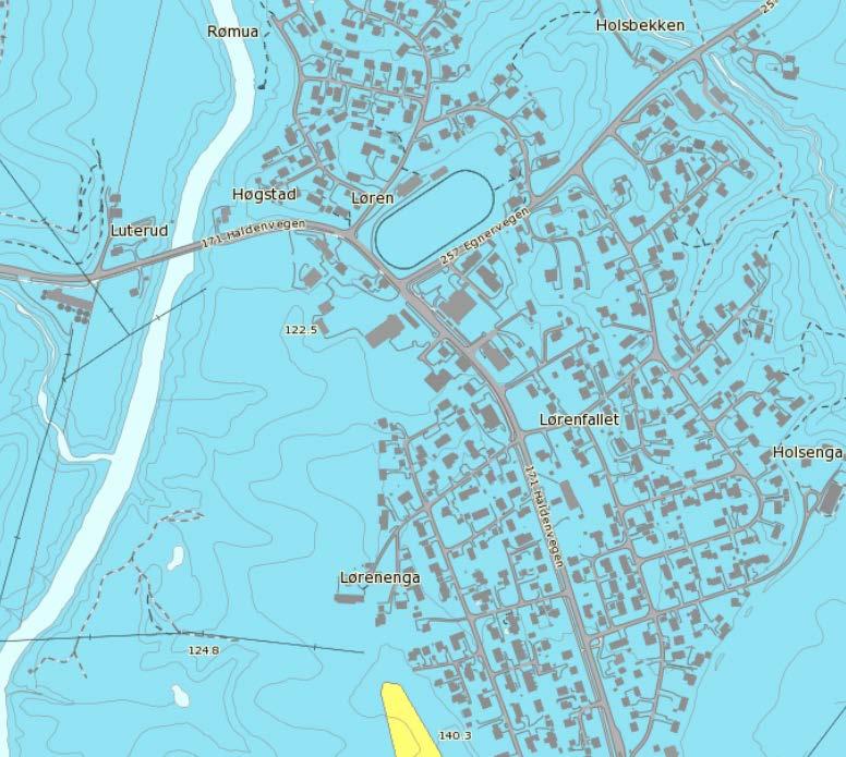 Mot de øvrige tomtebegrensningene stiger terrenget.