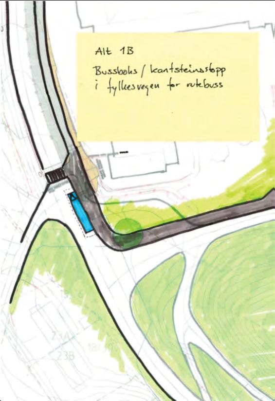 Ulempen med denne løsningen er at utkjøringslengden blir ca. 10 meter, dvs. at bussen kommer over i motsatt kjørebane for å kunne svinge ut fra kantstein.