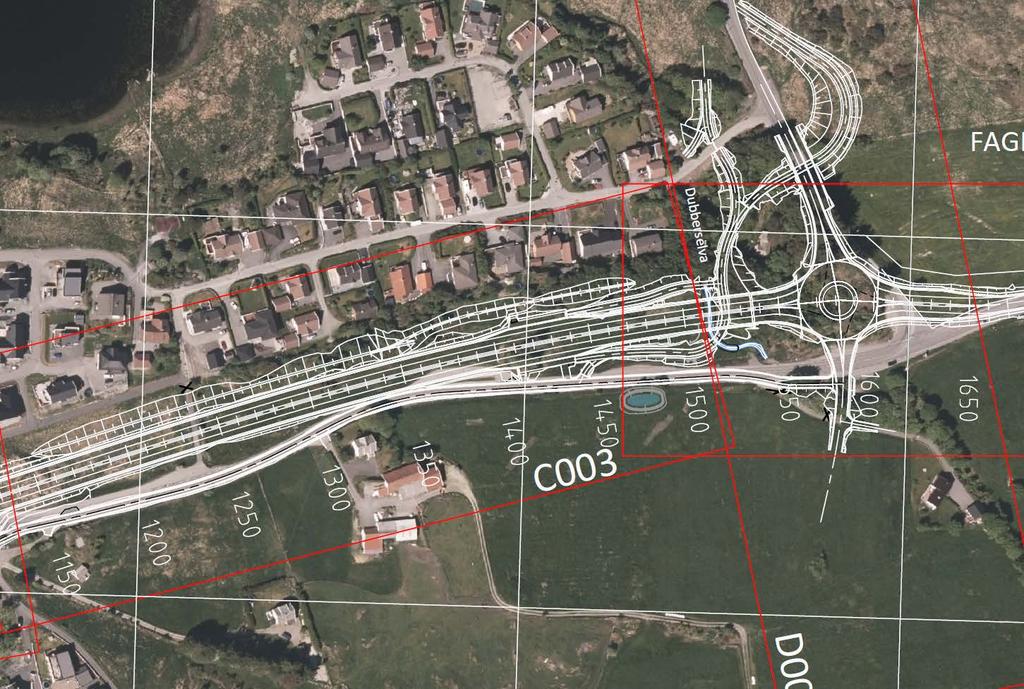 C3-16 og pkt. 14.12 og prosess 12.5. Det vises til overordnet plan for utførelse når det gjelder spesielt akse 2. Dubberselva skal legges om Jfr. Tegn GH003 og detaljer GH015.