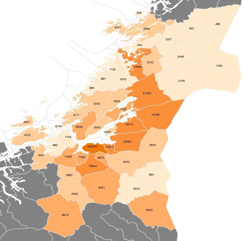 Trøndelag fylkeskommune fra 2018 Til sammen 454.