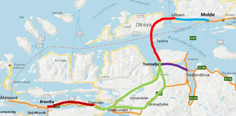 Ferjefri E39 Alternativ Ålesund - Molde E39 Breivika-Digernesskiftet E39