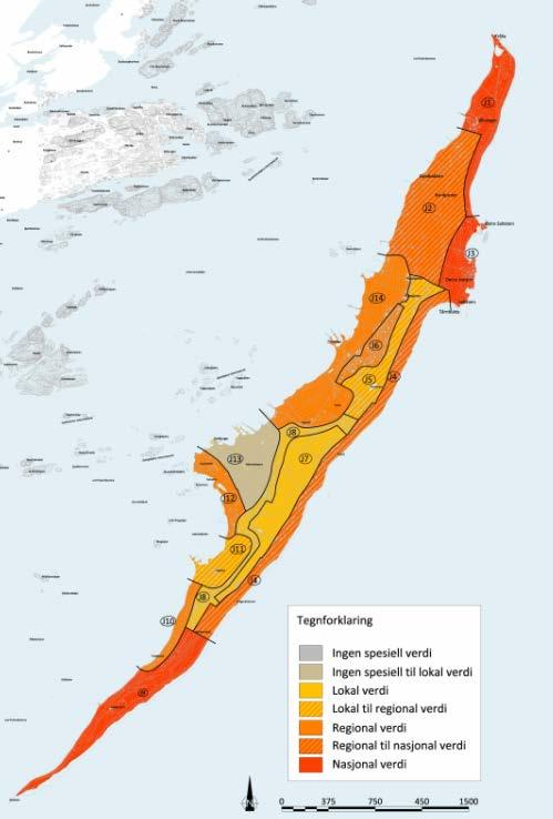 Begrenset konsekvensutredning Jomfruland nasjonalpark 17 4.1.3 Landskap Landskapsanalysen konkluderer med at det på Jomfruland og Stråholmen finnes landskap som er sjeldne i nasjonal sammenheng.