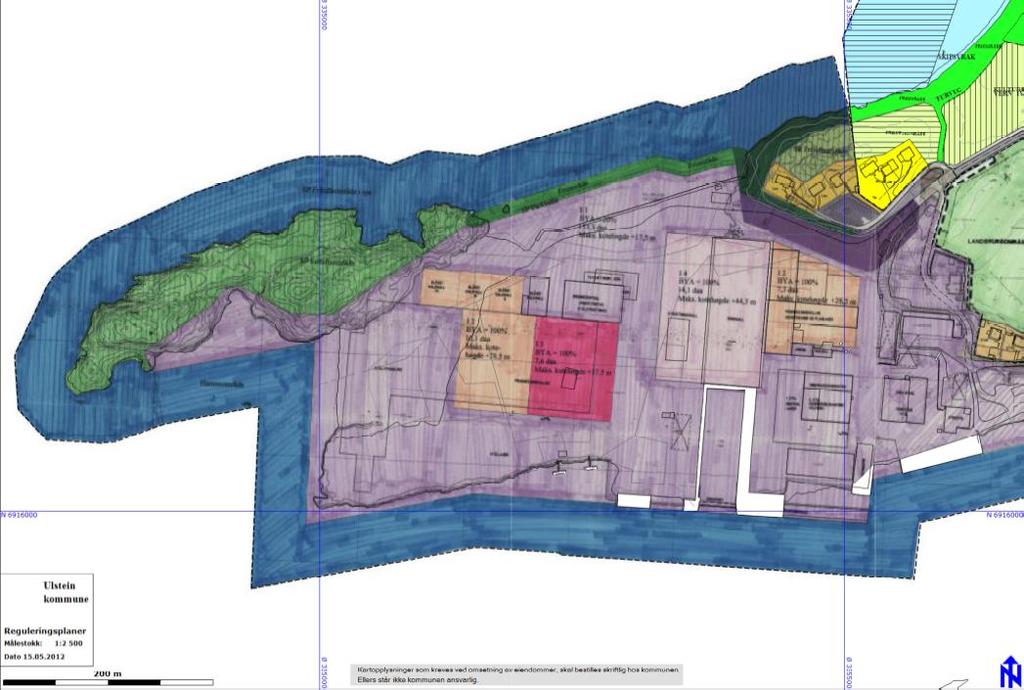 Adkomst Port Område for planendring Utsnitt av gjeldende reguleringsplan med planavgrensning.