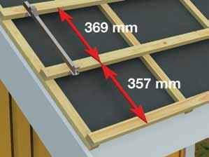 DECRA Når taket skal vare livet ut Lekteavstand Decra Classic 4 Fortsett lektingen fra takfot opp mot mønet. Lekteavstanden fra forkant nederste lekt til forkant lekt nr. 2 skal være 357 mm.