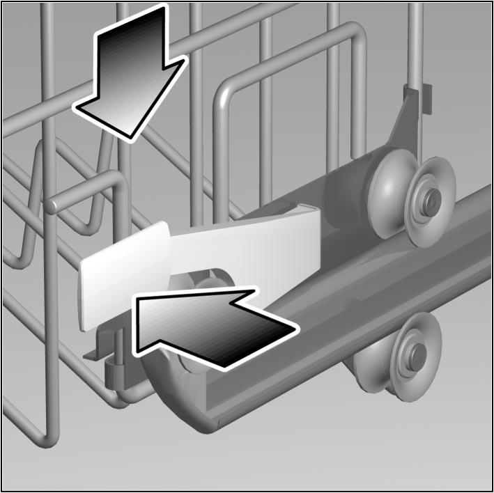 Innstilling av kurvhøyden * * kun ved noen modeller Overkurv med spaker på sidene (Rackmatic) Trekk ut overkurven. Ø max. 20/*25cm Ø max. 20/*25cm 81cm Ø max. 30/*25cm 86cm Ø max.