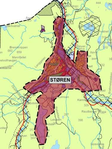 Sentrumsplan Støren Sentrumsprosjekt Støren ble formelt igangsatt i 2012 konstituering av styringsgruppe og ansettelse av prosjektleder Det er utarbeidet en stedsanalyse for Støren som grunnlag for