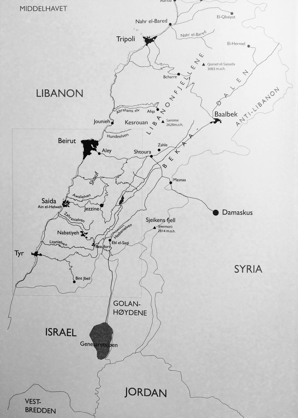 1: Libanon og nabostatene.