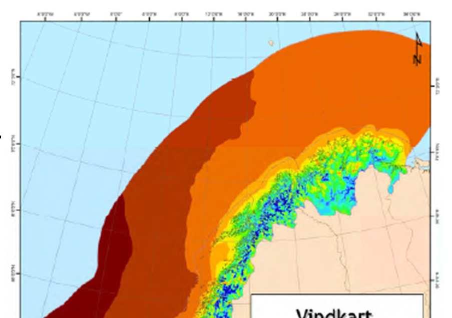 Store lokale variasjoner Års - middelvind i 80 m høyde For bygg og skog