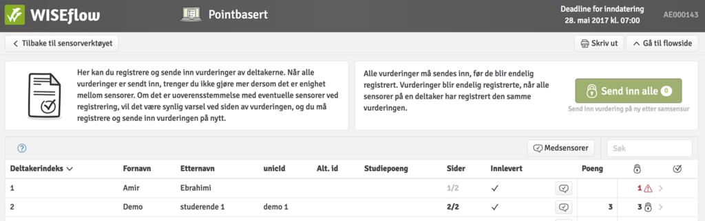 Advarsel om ulikt antall poeng sensurregistreringsbildet.