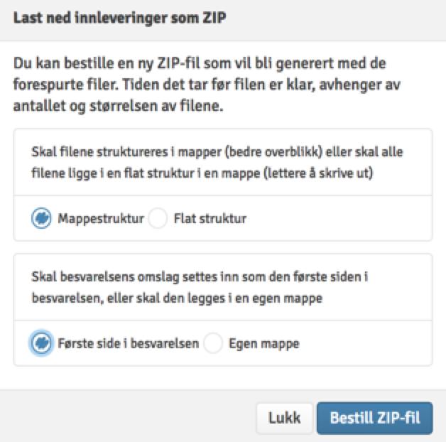 En ZIP-fil vil nå bli generert.