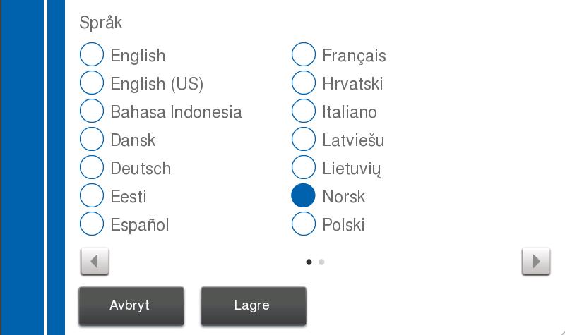 Figur 9: Installasjonsmeny Figur 10: Språkmeny 2 Angi tid Denne menyen inneholder 4 alternativer: z Velg 12 t eller 24 t.