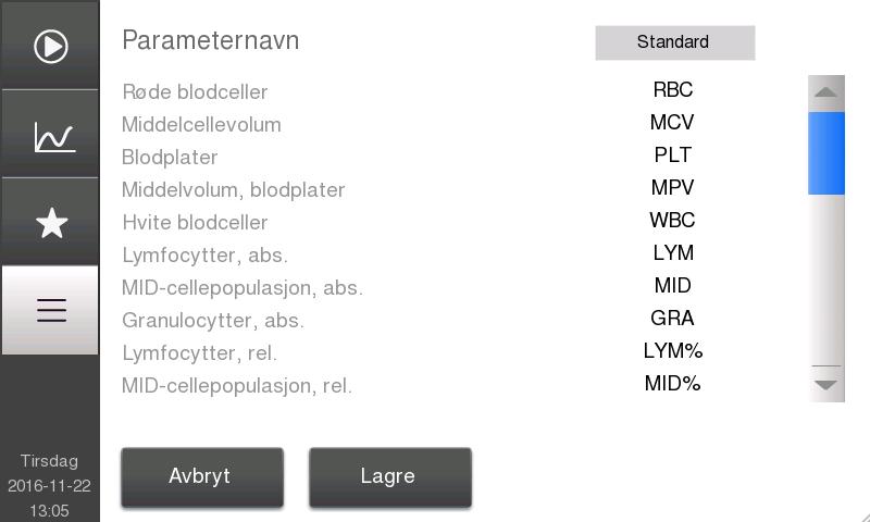 7. Menystruktur og avansert oppsett Avansert parameteroppsett XX Test av berøringsskjerm Slik tester du innstillingen av berøringsskjermen: z Når du berører én av de fire sirklene, vises feilen i