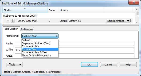 15.4. Endre siteringer i tekst Formaterte siteringer kan redigeres med Edit & Manage Citation(s)-funksjonen. 1. Merk den siteringen som du ønsker å endre. 2.