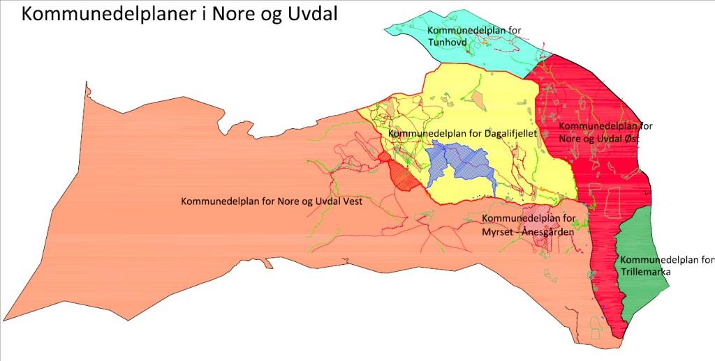 Kommunedelplan for Nore og Uvdal Vest der ble planprogrammet vedtatt februar 2011. Kommunedelplan Nore og Uvdal Øst m/ tettsted Norefjord har vært ute til offentlig ettersyn frem til 15.09.