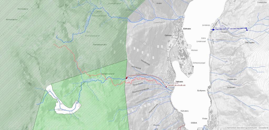 forum for Inntaket til omsøkt kraftverk i Tokheimselva ligger nært grensen til Buer landskapsvernområde (se figur 1).