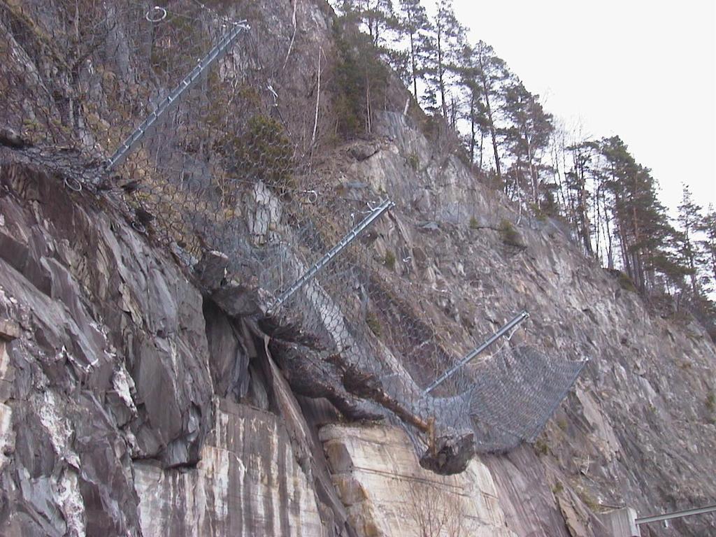 Figur 22.15 Fanggjerde er satt opp rett over en adkomstveg inn til et kraftverk for å fange opp rullende steiner. Dalen kraftverk, Telemark.