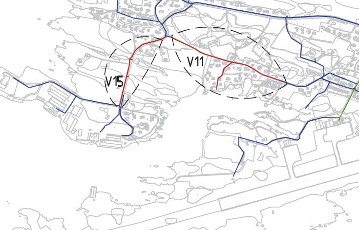 10 Nye leidningar i Vågavegen Det er behov for å forlengja vassleidningen i vestre del av Vågavegen, fram mot krysset til tilkomstvegen til Gunhildvågen.