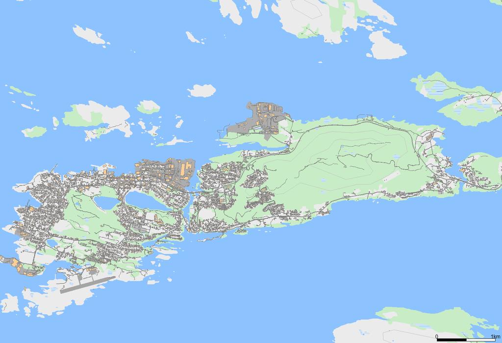 Hovudplan for vassforsyning og avløp 51 Hamnebassenget Gaddevågen Brandsøy Florølandet Brandsøysundet Gunhildvågen Figur 2: Kartet viser fire stadar med registrerte lokale ureiningsproblem ved