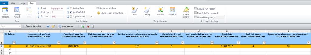 Winshuttle - Opprette VH-planer på fabrikk Stort script med mange