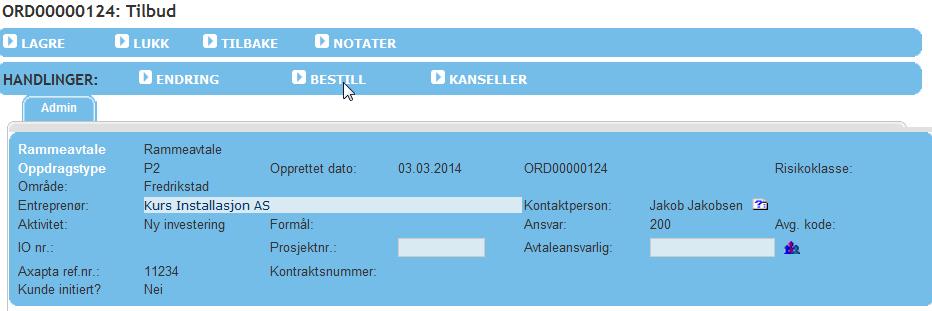 Dokumenttype: Dato: Side 17 av 61 Før entreprenøren får sende tilbudet må entreprenøren fylle ut om det er forbehold eller ikke.