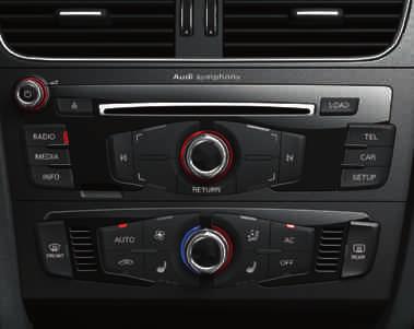 82 Infotainment, assistentsystemer Radio og TV Audi music interface For tilkobling av bærbare mediespillere som for eksempel fjerde generasjon Apple ipod, Apple iphone (musikkfunksjon) og