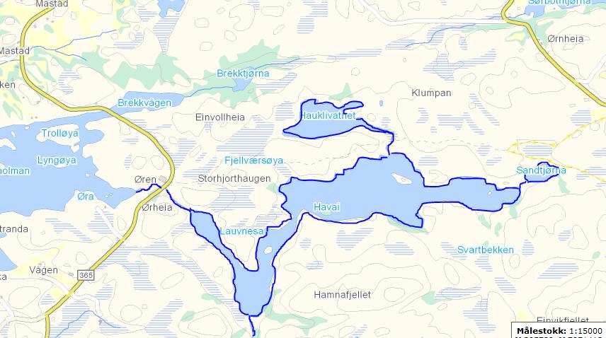 4.5.2 Dragevassdraget Figur 124. Dragevatnet med tilknyttede vatn og bekker. (Kart hentet fra http://vann-nett.nve.