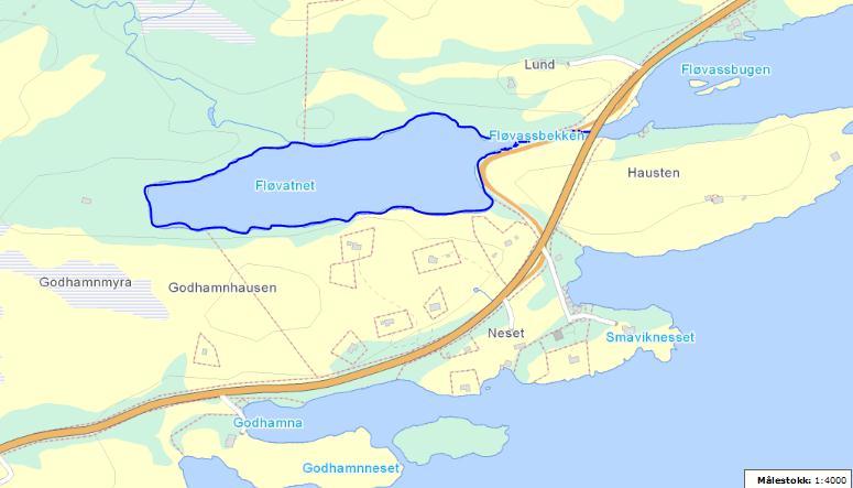 4.1.5 Fløvassdraget Figur 27. Oversiktskart Fløvatnet med utløpsbekken (Kart hentet fra http://vann-nett.nve.no). Fløvassdraget defineres i denne rapporten som Fløvatnet inkludert utløpsbekken.