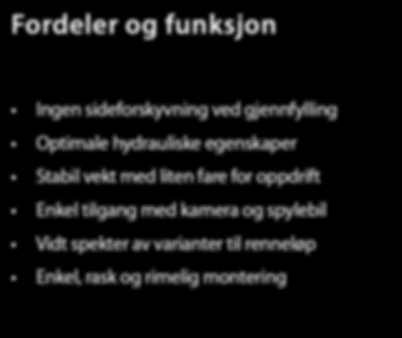 Med betongens styrke og tyngde, kan tilbakefylling i de fleste tilfeller skje med stedlige masser. Dette gjør at man sparer store mengder pukk pr. kum i forhold til andre, lettere alternativer.